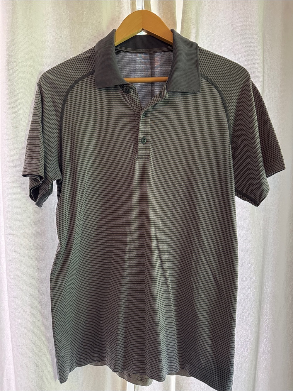 lululemon athletica Men's Gray Micro-Striped Polo